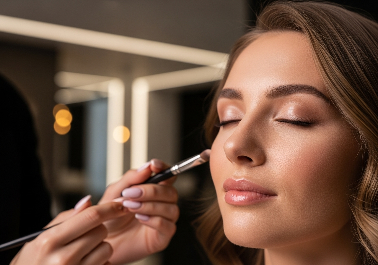 Natural glowing beauty model with radiant healthy skin and premium treatment